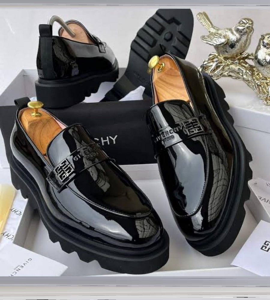 Black Glossy Leather Slip-On Formal Shoes