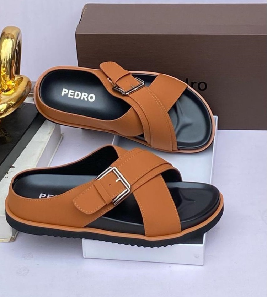 Men's Simple Cross Style Leather Palms - Brown
